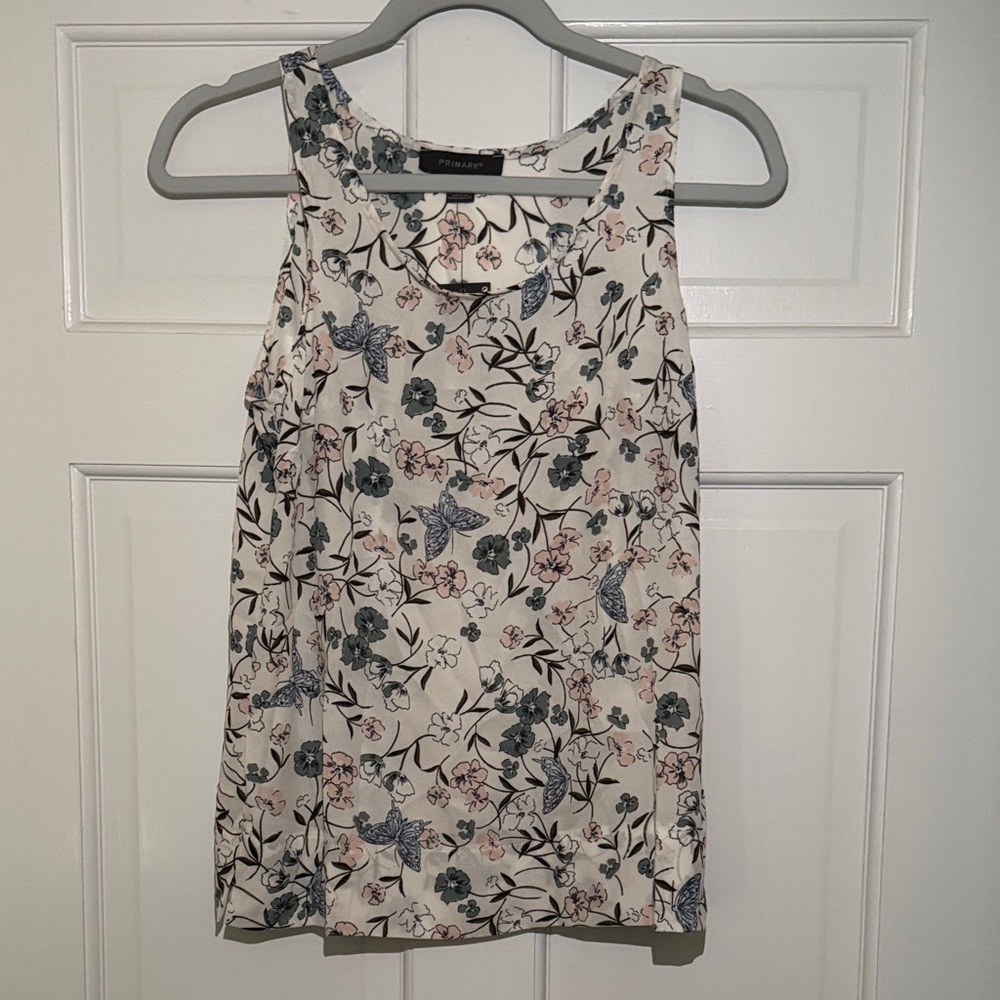 Cream Floral Tank Top